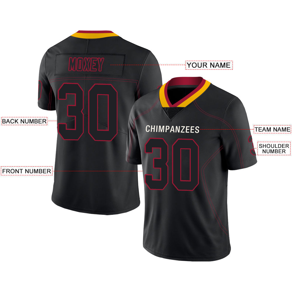 Custom black football jersey front view | GameDay Jerseys