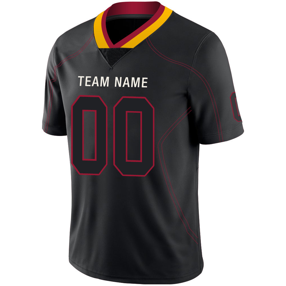 Custom black football jersey detail | GameDay Jerseys