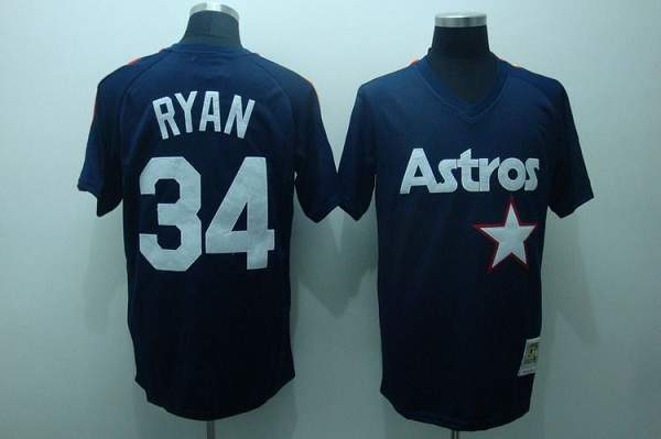 Custom Fan-Made Nolan Ryan Houston Astros #34 Blue Throwback Baseball Jersey