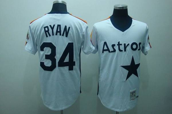 Custom Fan-Made Nolan Ryan Houston Astros #34 White Throwback Baseball Jersey