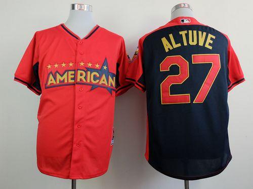 Custom Fan-Made Jose Altuve Red/Navy BP Houston Astros #27 2014 All-Star Edition Baseball Jersey