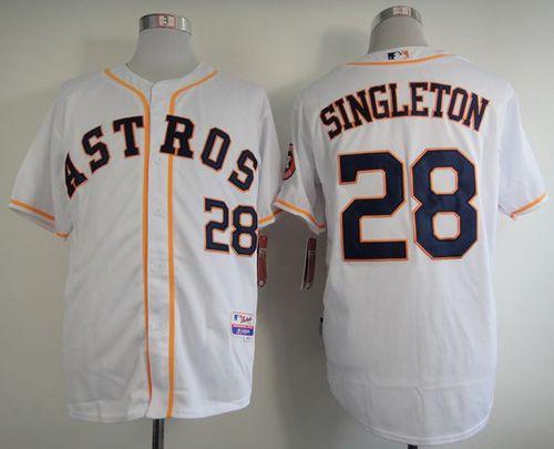 Custom Fan-Made Jon Singleton Houston Astros #28 White Baseball Jersey