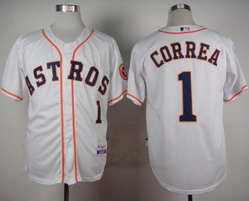 Custom Fan-Made Carlos Correa Houston Astros #1 White Baseball Jersey