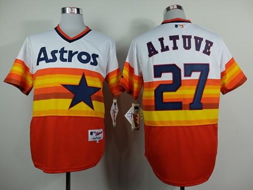 Custom Fan-Made Jose Altuve White/Orange Houston Astros #27 1979 Throwback Turn Back Clock Edition Baseball Jersey