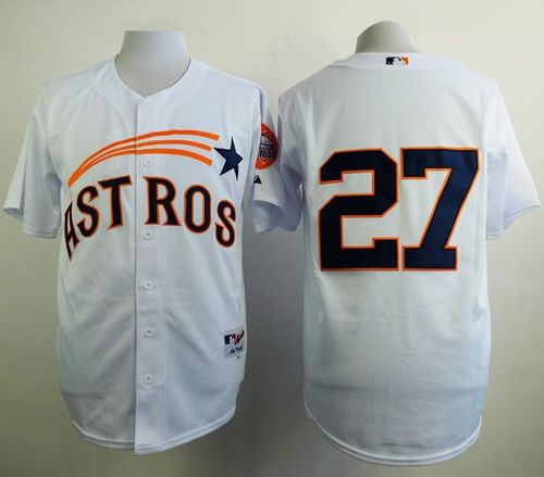 Custom Fan-Made Jose Altuve Houston Astros #27 White 1965 Throwback Turn Back Clock Edition Baseball Jersey