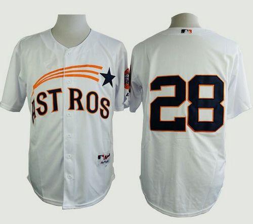 Custom Fan-Made Jon Singleton Houston Astros #28 White 1965 Throwback Turn Back Clock Edition Baseball Jersey