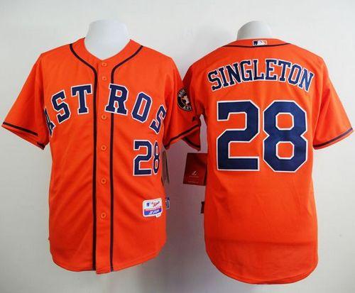 Custom Fan-Made Jon Singleton Houston Astros #28 Orange Baseball Jersey