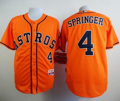 Custom Fan-Made George Springer Houston Astros #4 Orange Baseball Jersey