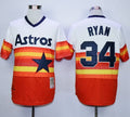 Custom Fan-Made Nolan Ryan White/Orange Houston Astros #34 Throwback Baseball Jersey