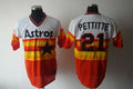 Custom Fan-Made Andy Pettitte White/Orange Houston Astros #21 Throwback Baseball Jersey