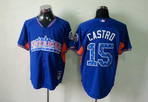 Custom Fan-Made Jason Castro Houston Astros #15 Blue 2013 All-Star Edition Baseball Jersey