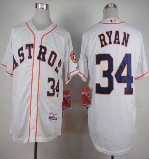 Custom Fan-Made Nolan Ryan Houston Astros #34 White Baseball Jersey