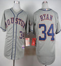 Custom Fan-Made Nolan Ryan Houston Astros #34 Grey Baseball Jersey