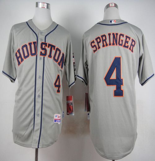 Custom Fan-Made George Springer Houston Astros #4 Grey Baseball Jersey