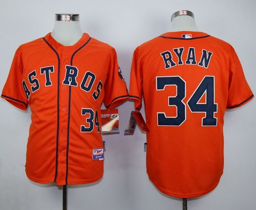Custom Fan-Made Nolan Ryan Houston Astros #34 Orange Baseball Jersey