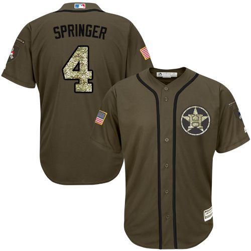 Custom Fan-Made George Springer Houston Astros #4 Green Service Edition Baseball Jersey