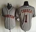 Custom Fan-Made Carlos Correa Houston Astros #1 Grey Baseball Jersey