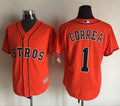 Custom Fan-Made Carlos Correa Houston Astros #1 Orange Baseball Jersey