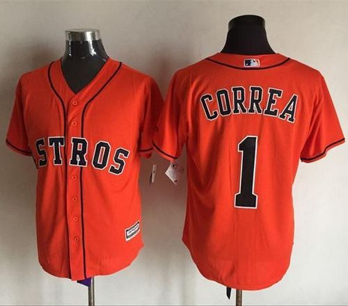 Custom Fan-Made Carlos Correa Houston Astros #1 Orange Baseball Jersey