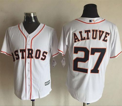 Custom Fan-Made Jose Altuve Houston Astros #27 White Baseball Jersey