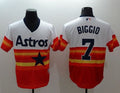Custom Fan-Made Craig Biggio White/Orange Cooperstown Houston Astros #7 Baseball Jersey