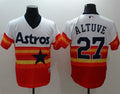 Custom Fan-Made Jose Altuve White/Orange Cooperstown Houston Astros #27 Baseball Jersey