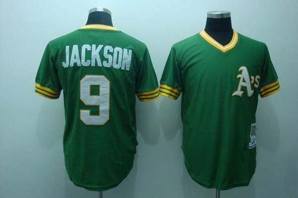 Custom Fan-Made Reggie Jackson Oakland Athletics #9 Green Throwback Baseball Jersey