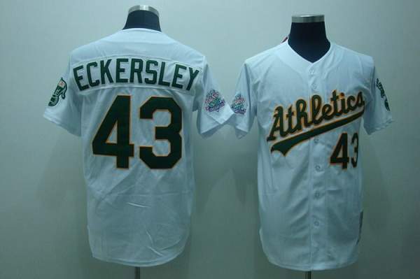 Custom Fan-Made Dennis Eckersley Oakland Athletics #43 White Throwback Baseball Jersey