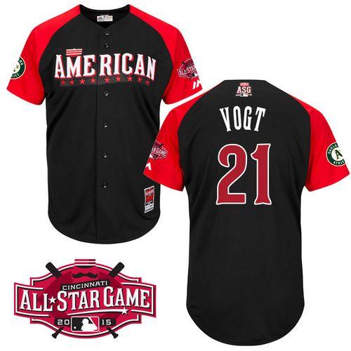 Custom Fan-Made Stephen Vogt Oakland Athletics #21 Black 2015 All-Star Edition Baseball Jersey