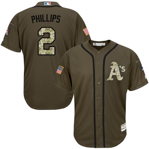 Custom Fan-Made Tony Phillips Oakland Athletics #2 Green Service Edition Baseball Jersey