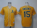 Custom Fan-Made Ryan Sweeney Oakland Athletics #15 Yellow Baseball Jersey