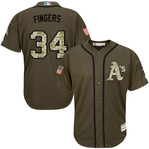 Custom Fan-Made Rollie Fingers Oakland Athletics #34 Green Service Edition Baseball Jersey