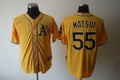 Custom Fan-Made Hideki Matsui Oakland Athletics #55 Yellow Baseball Jersey