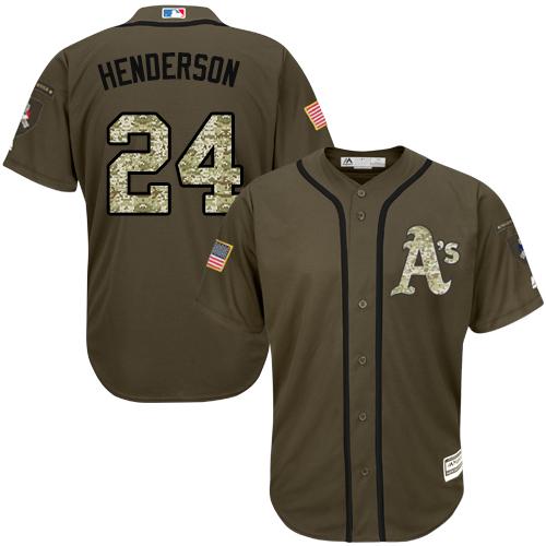 Custom Fan-Made Rickey Henderson Oakland Athletics #24 Green Service Edition Baseball Jersey