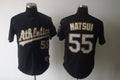 Custom Fan-Made Hideki Matsui Oakland Athletics #55 Black Baseball Jersey