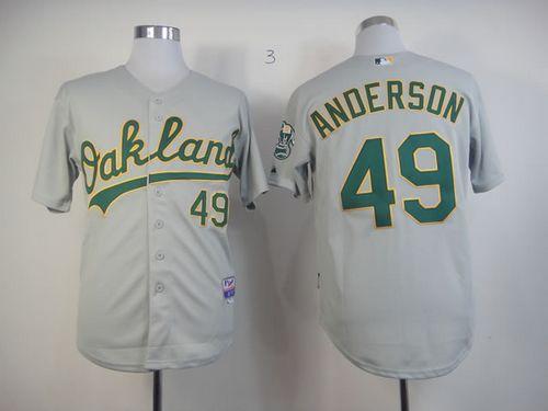 Custom Fan-Made Brett Anderson Oakland Athletics #49 Grey Baseball Jersey