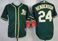 Custom Fan-Made Rickey Henderson Oakland Athletics #24 Green Baseball Jersey