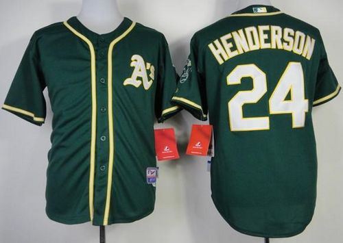 Custom Fan-Made Rickey Henderson Oakland Athletics #24 Green Baseball Jersey