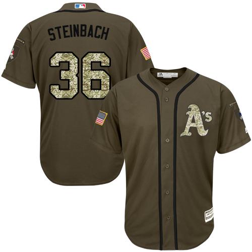 Custom Fan-Made Terry Steinbach Oakland Athletics #36 Green Service Edition Baseball Jersey
