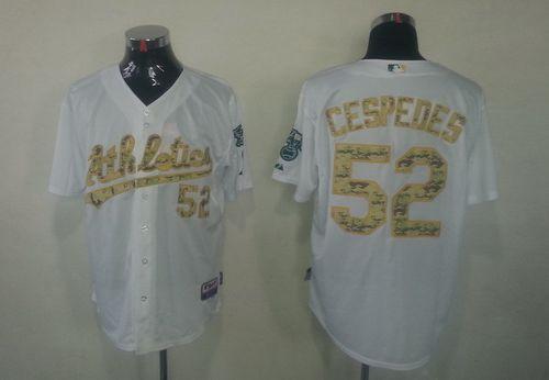 Custom Fan-Made Yoenis Cespedes Oakland Athletics #52 White USMC Baseball Jersey