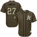 Custom Fan-Made Catfish Oakland Athletics #27 Green Service Edition Baseball Jersey