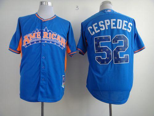 Custom Fan-Made Yoenis Cespedes Oakland Athletics #52 Blue 2013 All-Star Edition Baseball Jersey