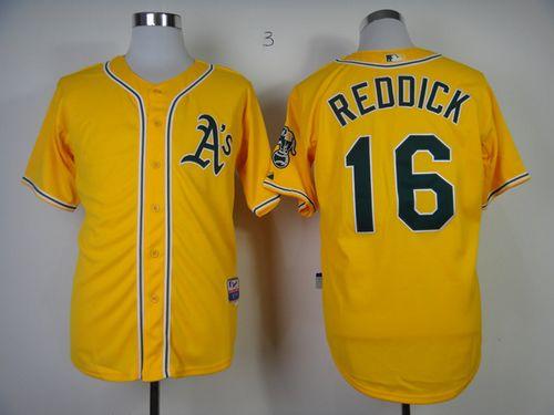 Custom Fan-Made Josh Reddick Oakland Athletics #16 Yellow Baseball Jersey