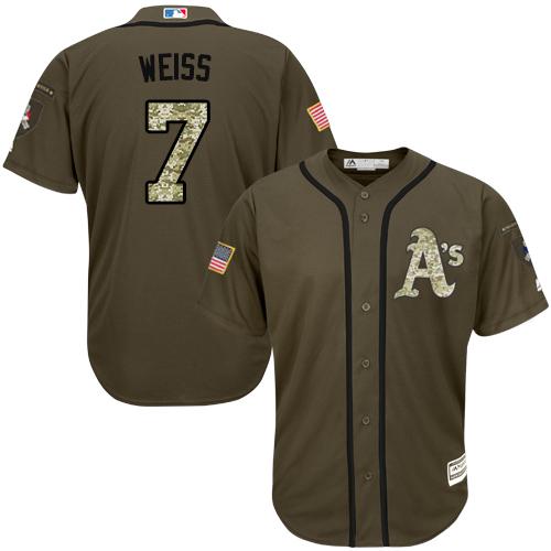 Custom Fan-Made Walt Weiss Oakland Athletics #7 Green Service Edition Baseball Jersey
