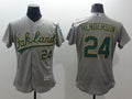 Custom Fan-Made Rickey Henderson Oakland Athletics #24 Grey Baseball Jersey