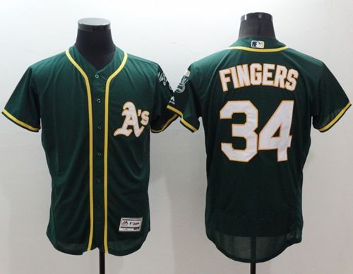 Custom Fan-Made Rollie Fingers Oakland Athletics #34 Green Baseball Jersey