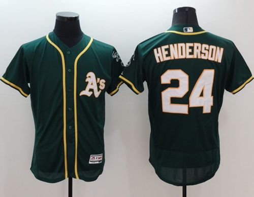 Custom Fan-Made Rickey Henderson Oakland Athletics #24 Green Baseball Jersey
