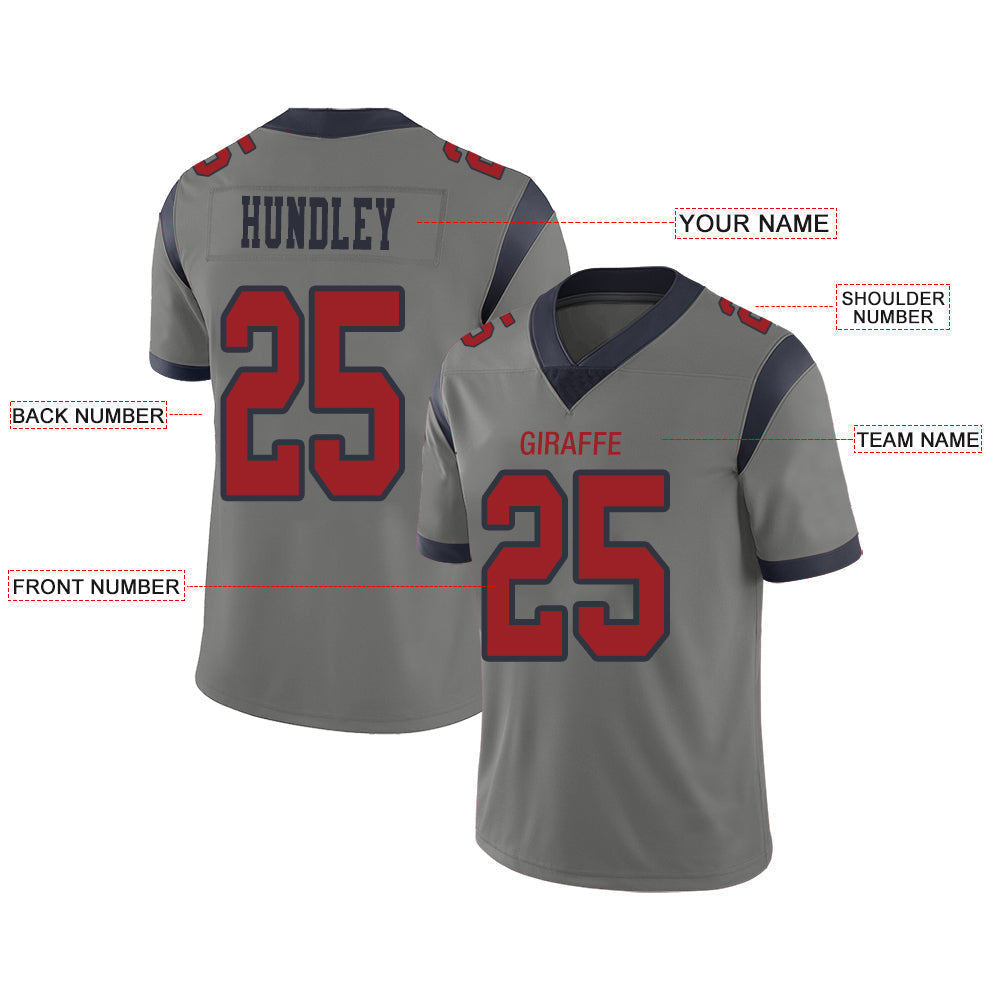 Custom grey football jersey front view | GameDay Jerseys