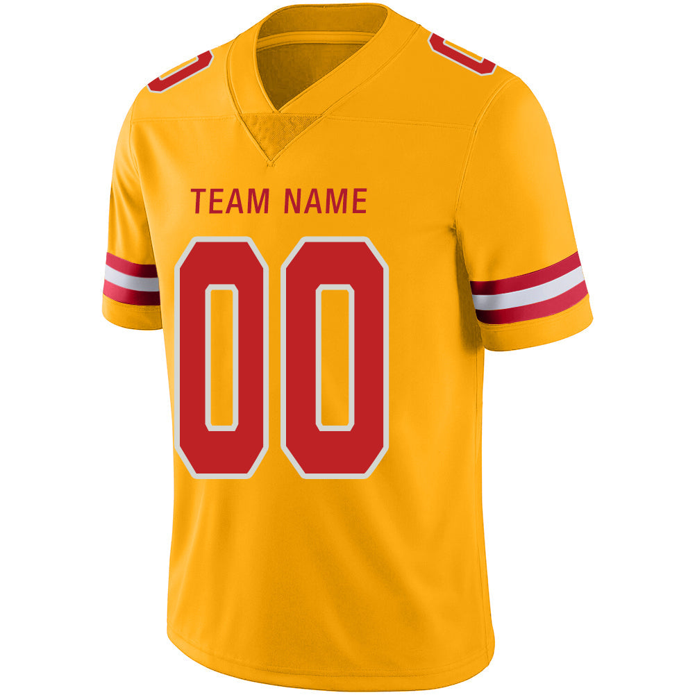 Custom gold football jersey detail | GameDay Jerseys