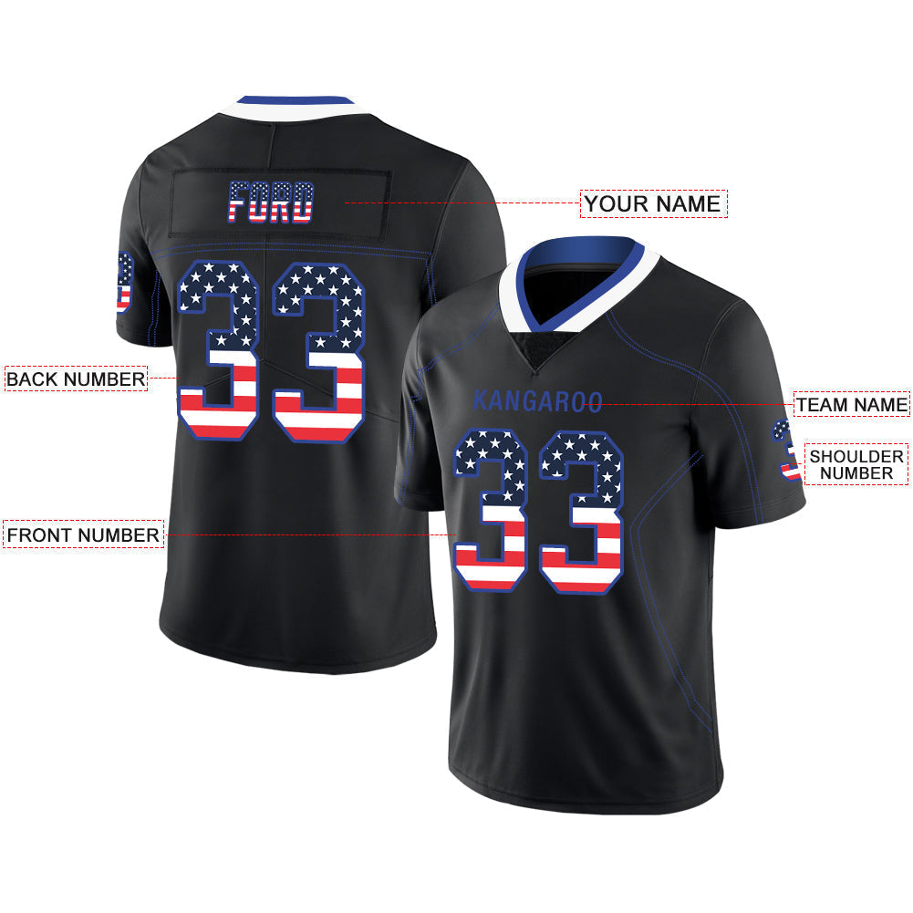 Custom black football jersey front view | GameDay Jerseys